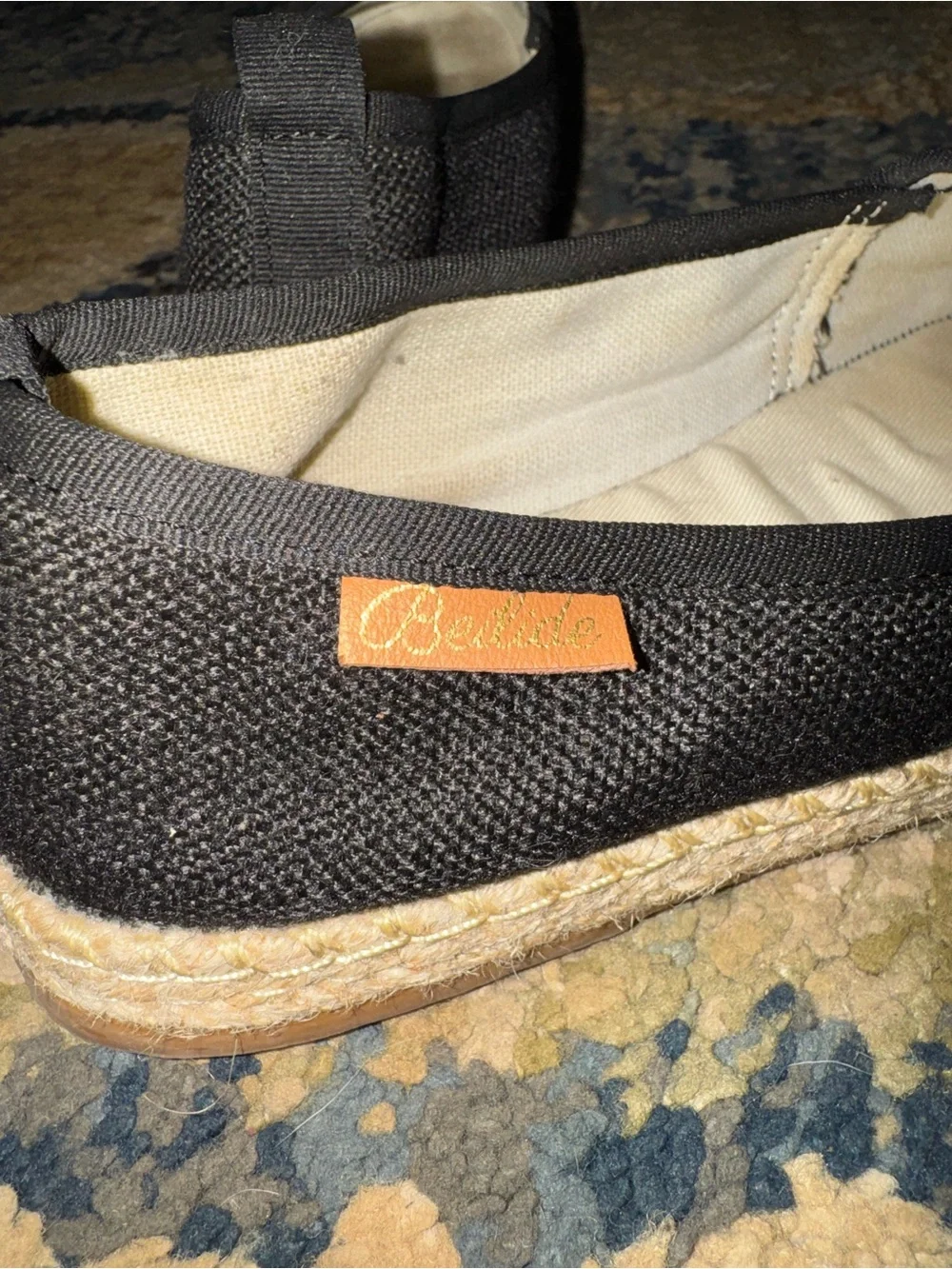 Black Espadrille Flats with Jute Trim